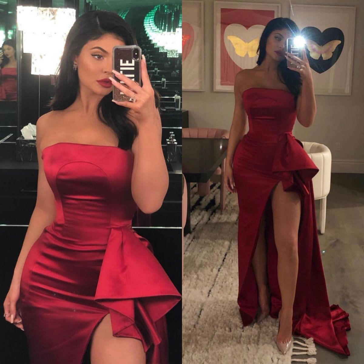 Sexy Strapless Red Prom Dresses Custom 