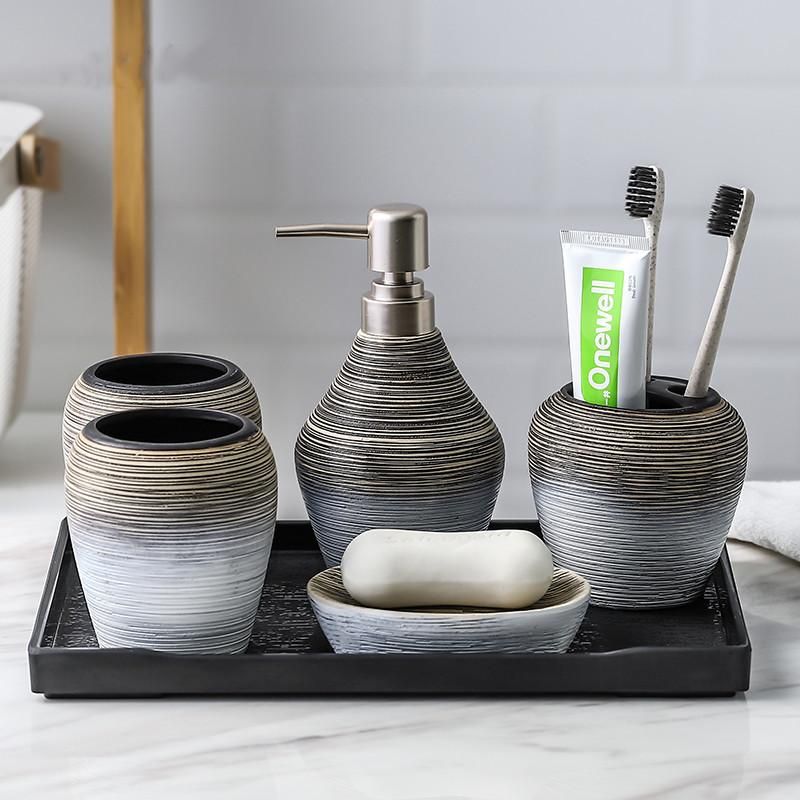 Amazon Com Whole Housewares 5 Pieces Bathroom Accessories Set