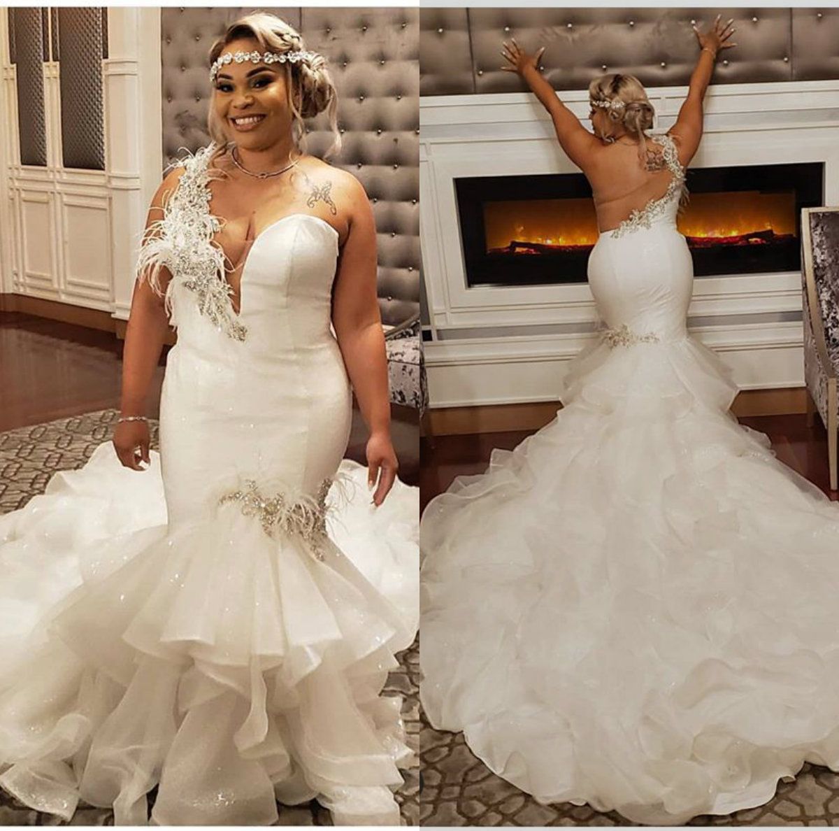 feather dress plus size