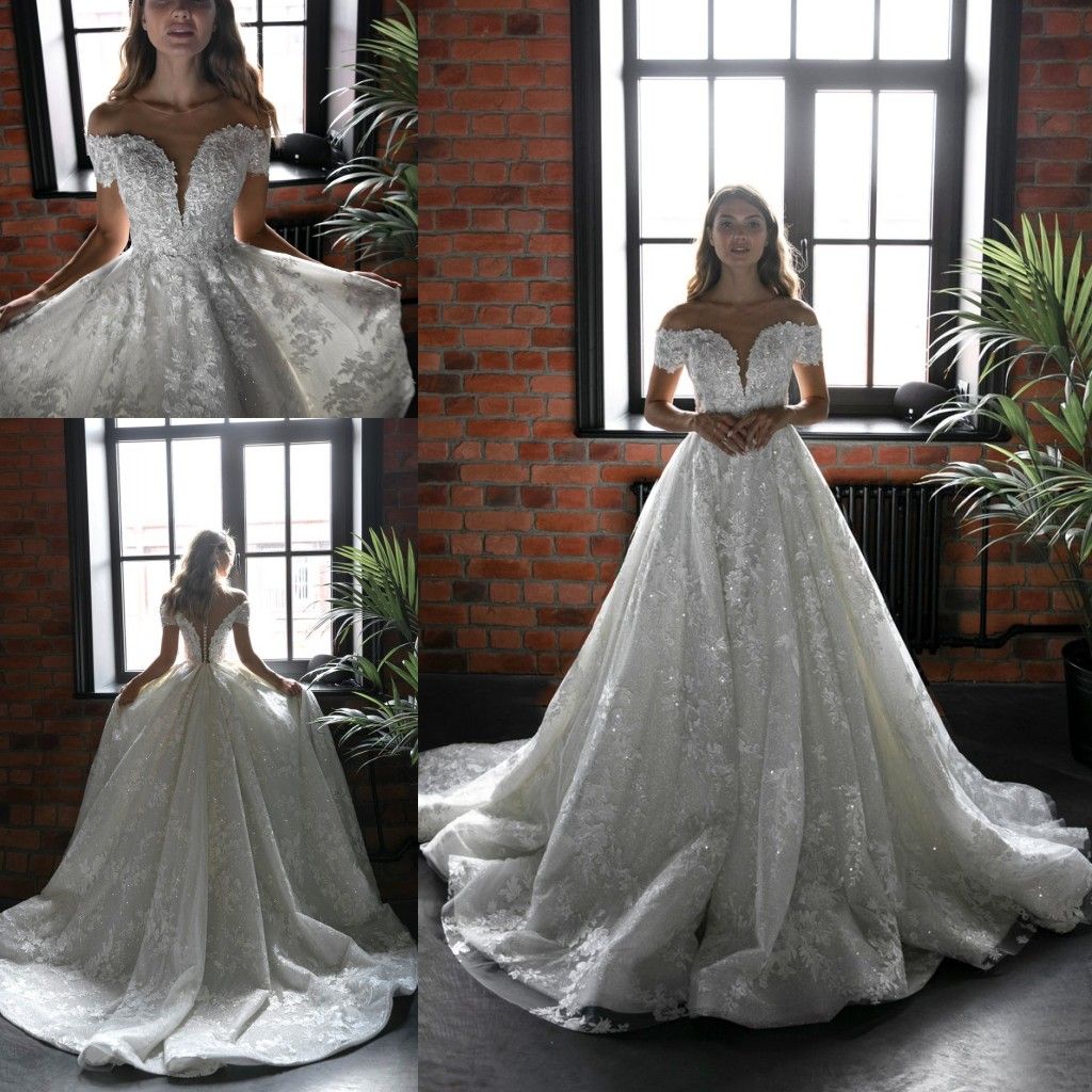 glitter a line wedding dress
