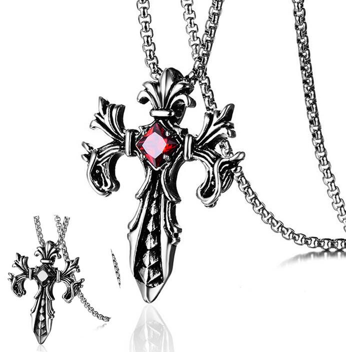 Handmade Crystal Cross Women Men Unisex Necklace Pendant Chains Jewelry Party 