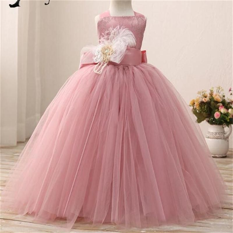 White Flower Girl Dress Girls Wedding Birthday Party Dress Pink Red Lilac Sash