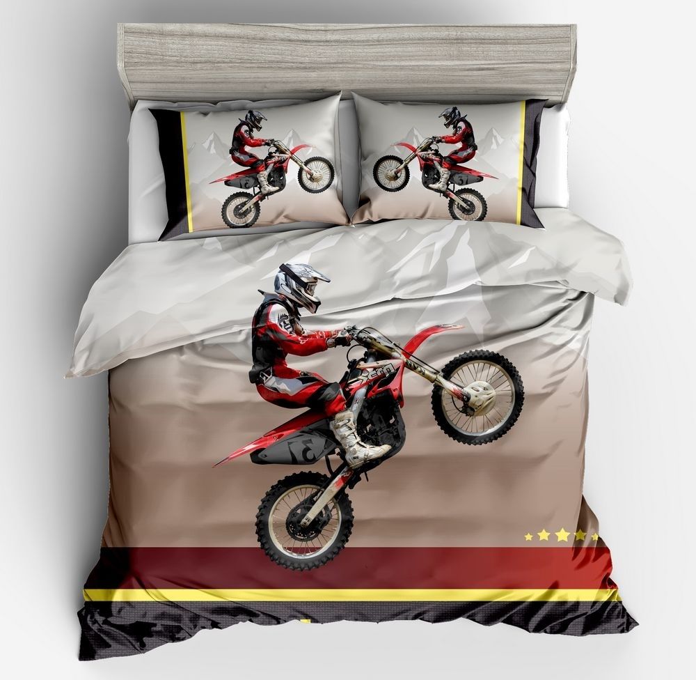 Motocross Racer Bedding Set For Teen Boys Duvet Cover Set 1 Duvet