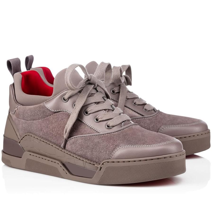 christian louboutin grey suede mens