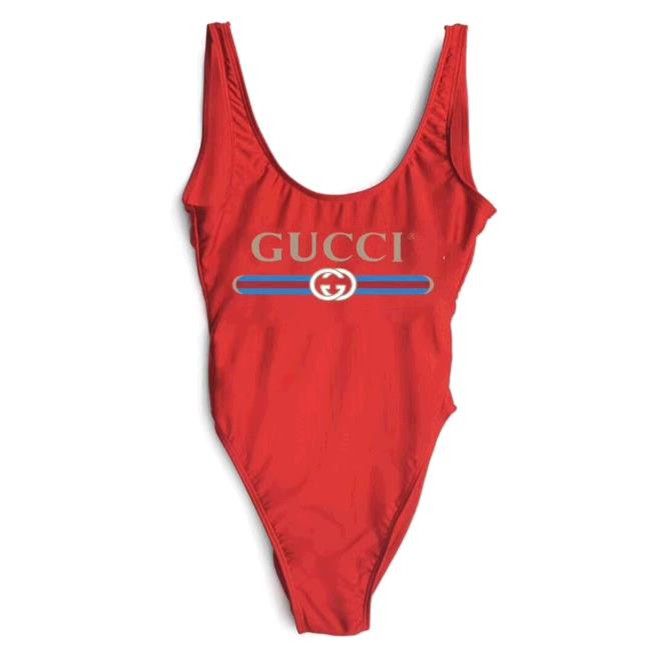 gucci red bathing suit