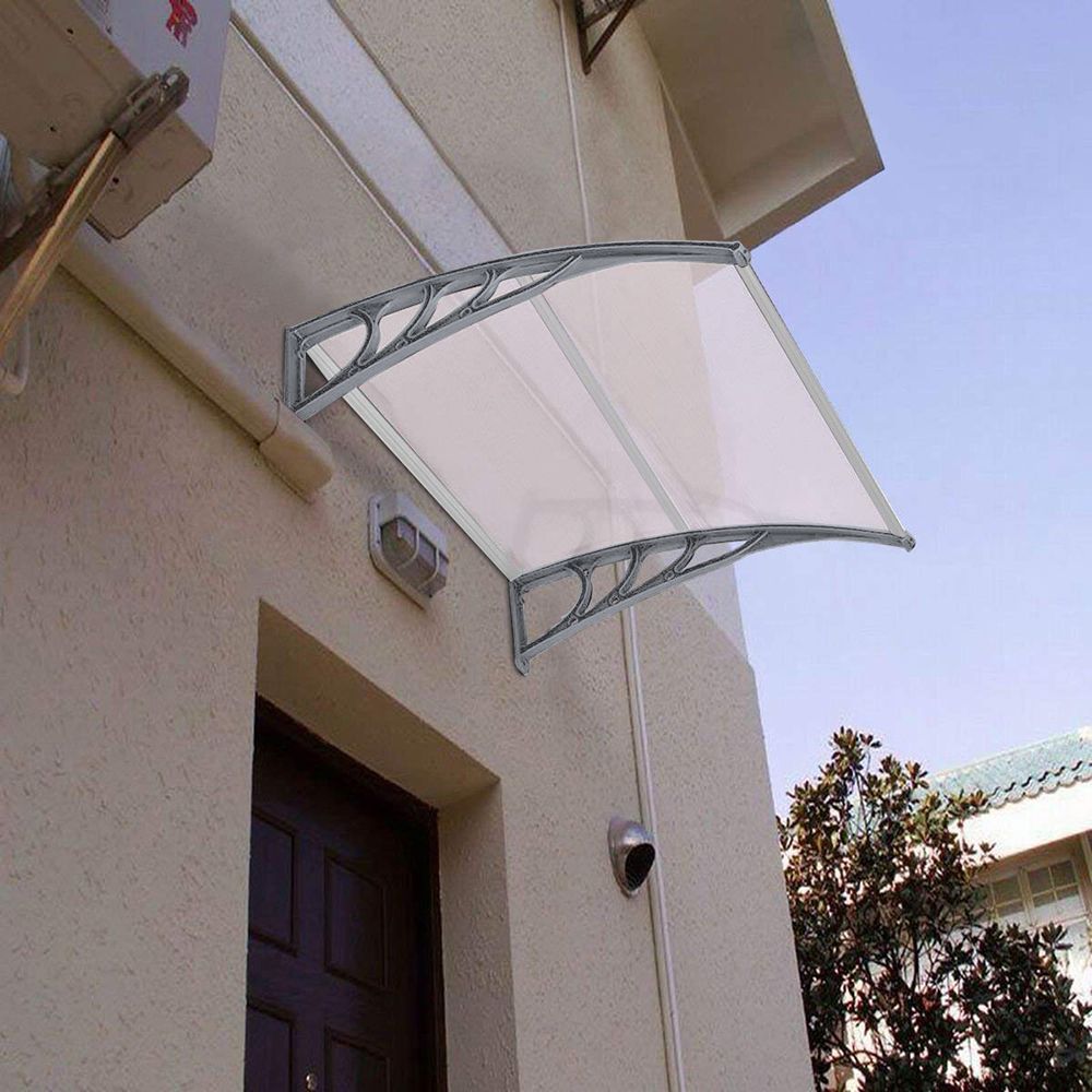 HT-100 x 80 Household Application Door /& Window Rain Cover Eaves Canopy White /& Gray Bracket