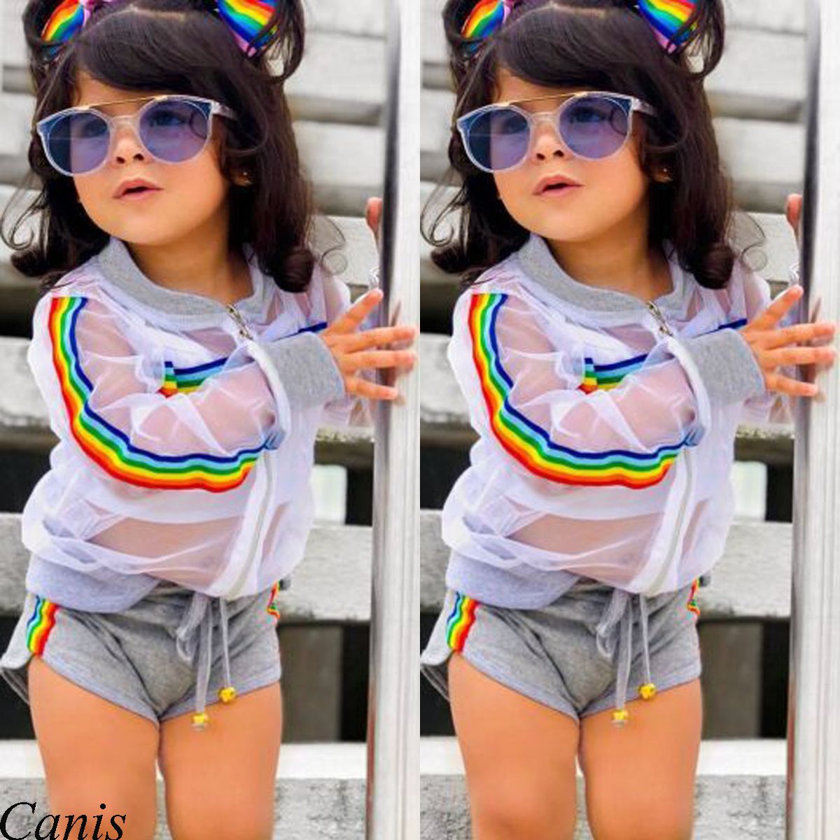 Fashion Toddler Kids Baby Girls Stripes Crop Top Pants Clothes Outfits Summer UK