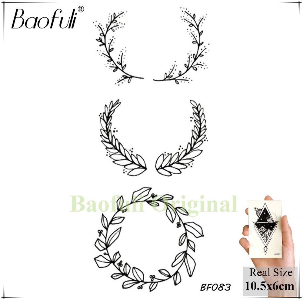 Acheter Baofuli Noir Pissenlit Tatouage Temporaire Rose Guirlande Géométrique étanche Art Tatouages Jambes Faux Tatto Femmes Filles Corps Bras De