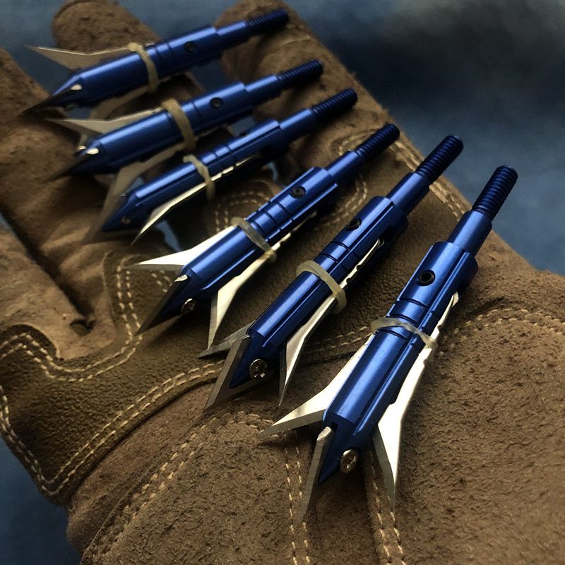 Best Quality Blue Archery Arrow Points Tips Broadheads Arrowhead Compound Recurve Bow Hunting