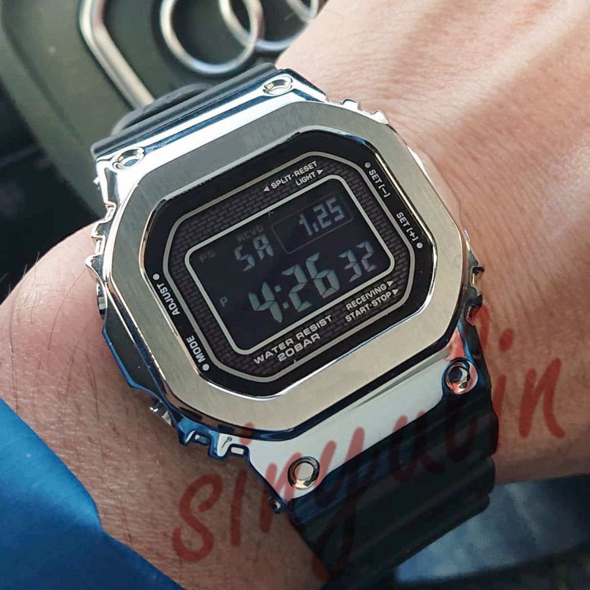 led metal men's watch
