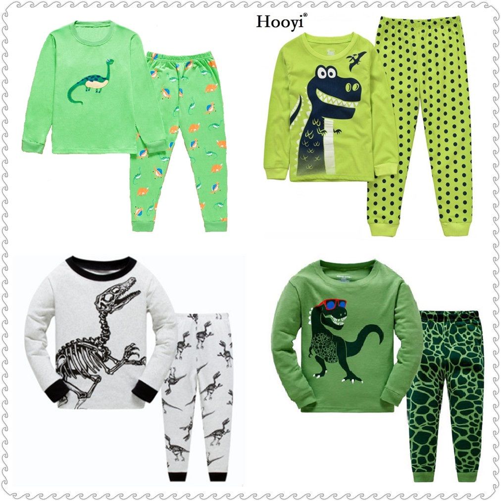 Compre Traje De Pijamas De Dinosaurio Para Bebes Ninos Dino De Dibujos Animados Para Ninos Ropa De Dormir Conjuntos De Manga Larga Camisetas Pantalones Pijamas Para Ninos Suave A 2 56 Del