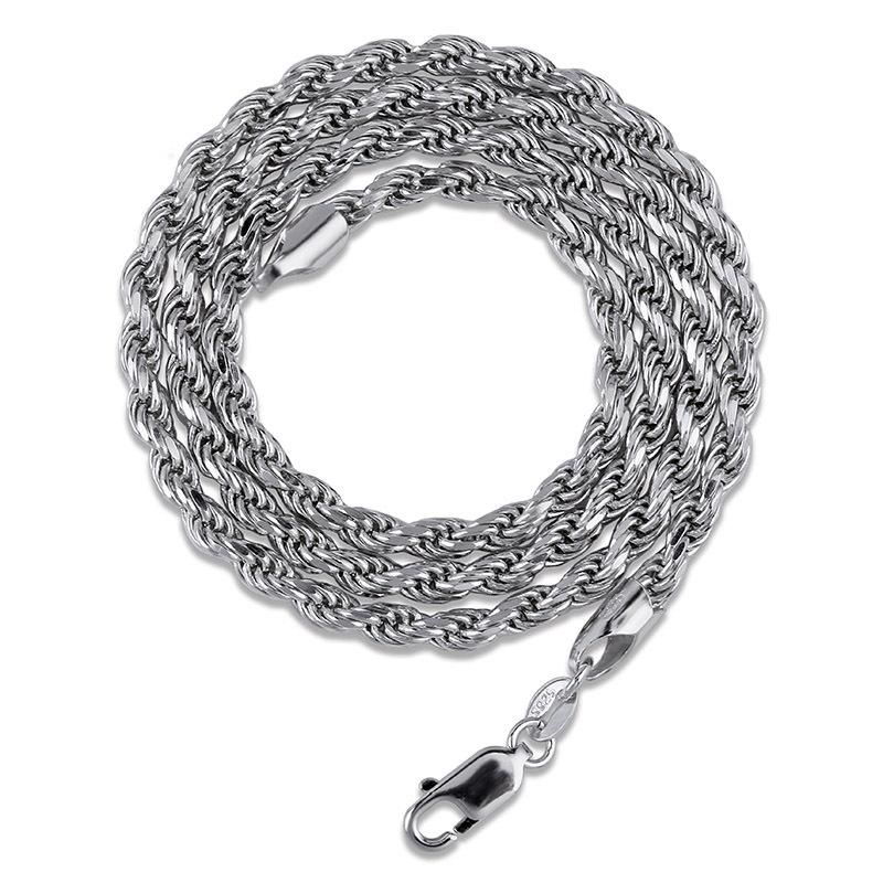 2020 Top Quality 925 Sterling Silver Twist Chain Necklace 3mm 18 22