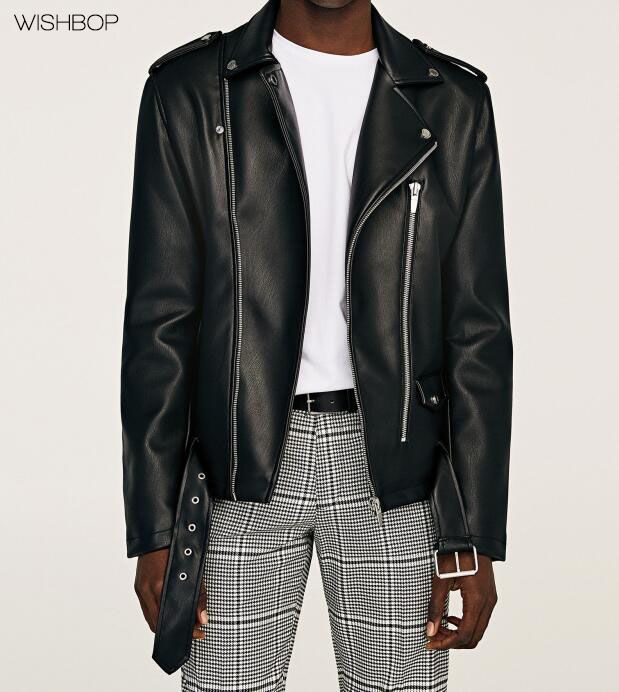 2020 2018 A W Men S Zip Front Faux Leather Biker Jacket Black Wishbop Motorcycle Jackets For From Derricky 109 6 Dhgate Com Color Black Material Faux Leather Front Zipper Closure Lining Viscose Inside Collar Round Attached Hoo Style Full Sleeves With Open Rib