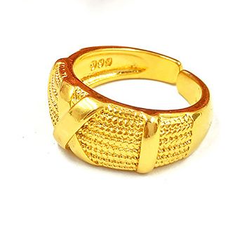 2021 Vietnam Sand Gold Star Ring The Same Couple Brass Gilded Mens