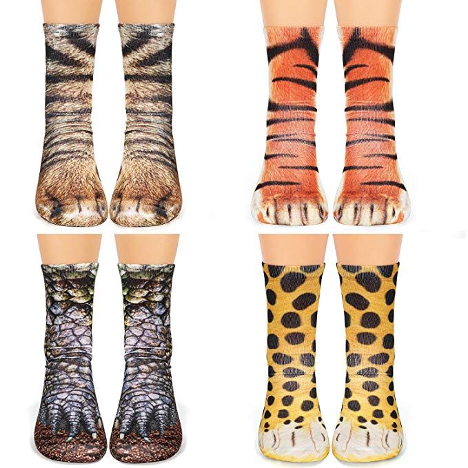2021 New 3d Print Adult Animal Paw Socks Unisex Crew Cat Long Stocks Elastic Breathable Sock Dog Horse Zebra Pig Cat Paw From Loveu1628 1 51 Dhgate Com