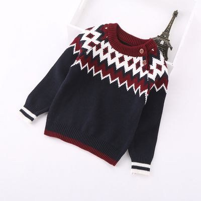 Boys Sweater 2019 Spring And Autumn New Girls Clothes Wear Geometric Cotton Knitted Baby Pullover Sweater Free Knitting Patterns For Toddlers Sweaters
