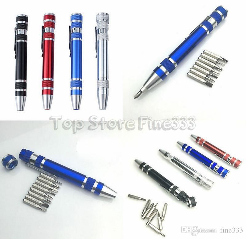 Multifunción 8 en 1 pluma de la mini del aluminio de precisión destornillador Juego de destornilladores Multifunción 8 en 1 pluma de la mini del aluminio de precisión destornillador Juego de destornilladores