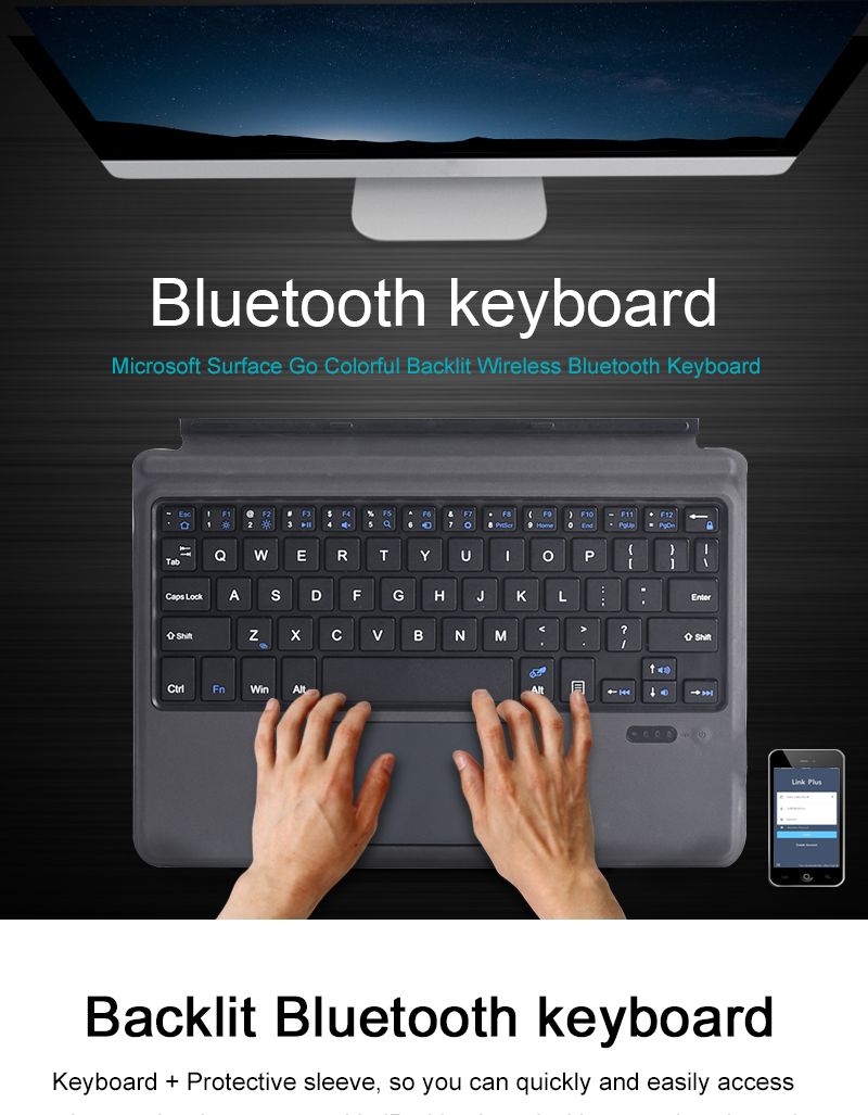 XIAOSHA Clavier sans fil Bluetooth ultra fin pour Microsoft Surface Pro 3//4//5//6//7 Ce clavier /él/égant ajoutera beaucoup de couleur /à votre bureau.