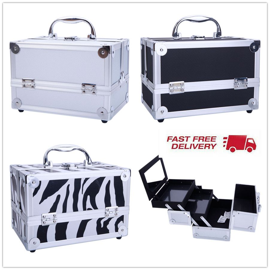 2020 Pro Aluminum Makeup Box Make Up Cosmetics Case Lockable Handle