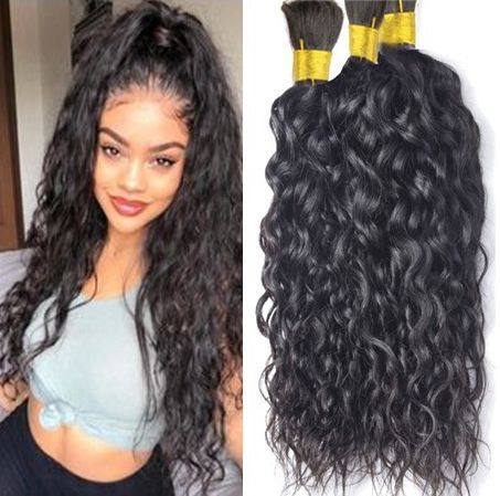Brazilian Water Wave Natural Wave Human Hair Bulk For Braiding 100
