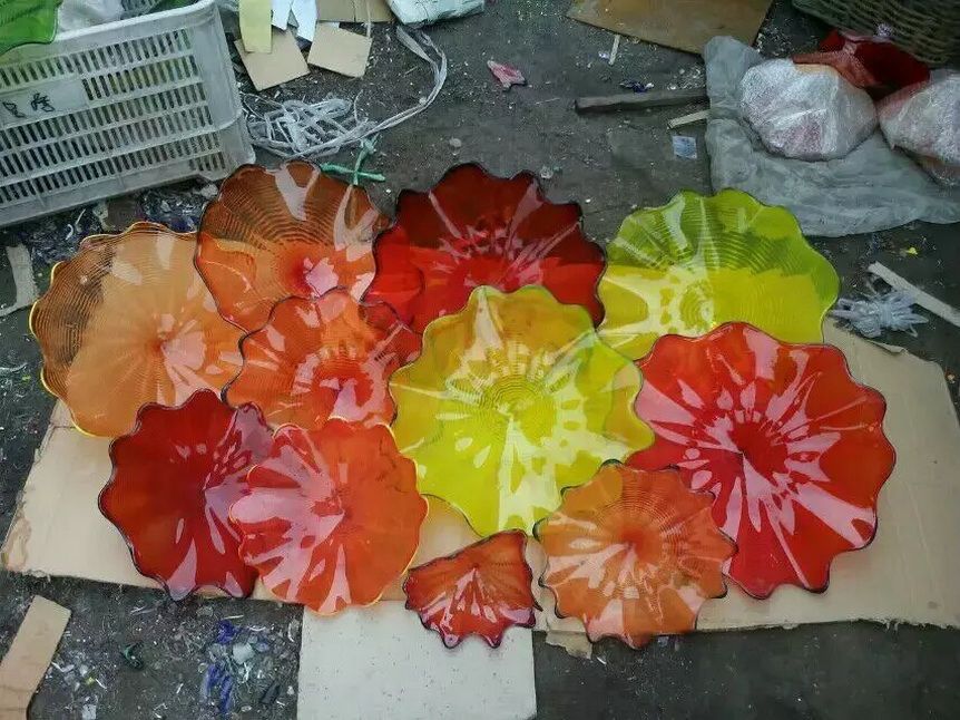 Dale Chihuly Style Hand Blown Glass Plates Wall Art Hotel Projects