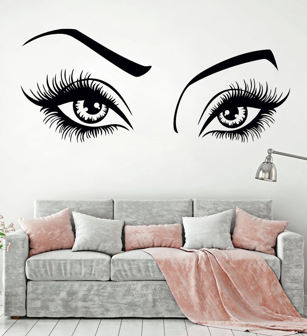 Grosshandel Sexy Girl Eyes Wall Decal Fur Beauty Hair Salon