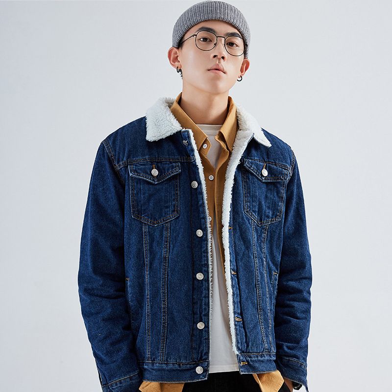 Mens Denim Jacket Trucker Sherpa Jacket 