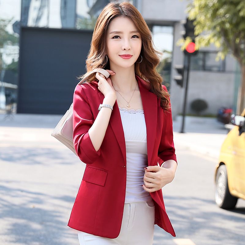 Compra Ropa De Sport De La Moda Señoras De La Oficina De Red Blazer Mujeres  Media Manga De Las Chaquetas Delgado Trabajo De Negocios De Ropa Estilos  Delgados Barato | Entrega Rápida