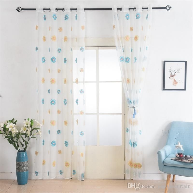 Norne European White Embroidered Voile Curtains Bedroom Sheer Curtains Curtain For Living Room Tulle Window Curtains Window Panels French Door