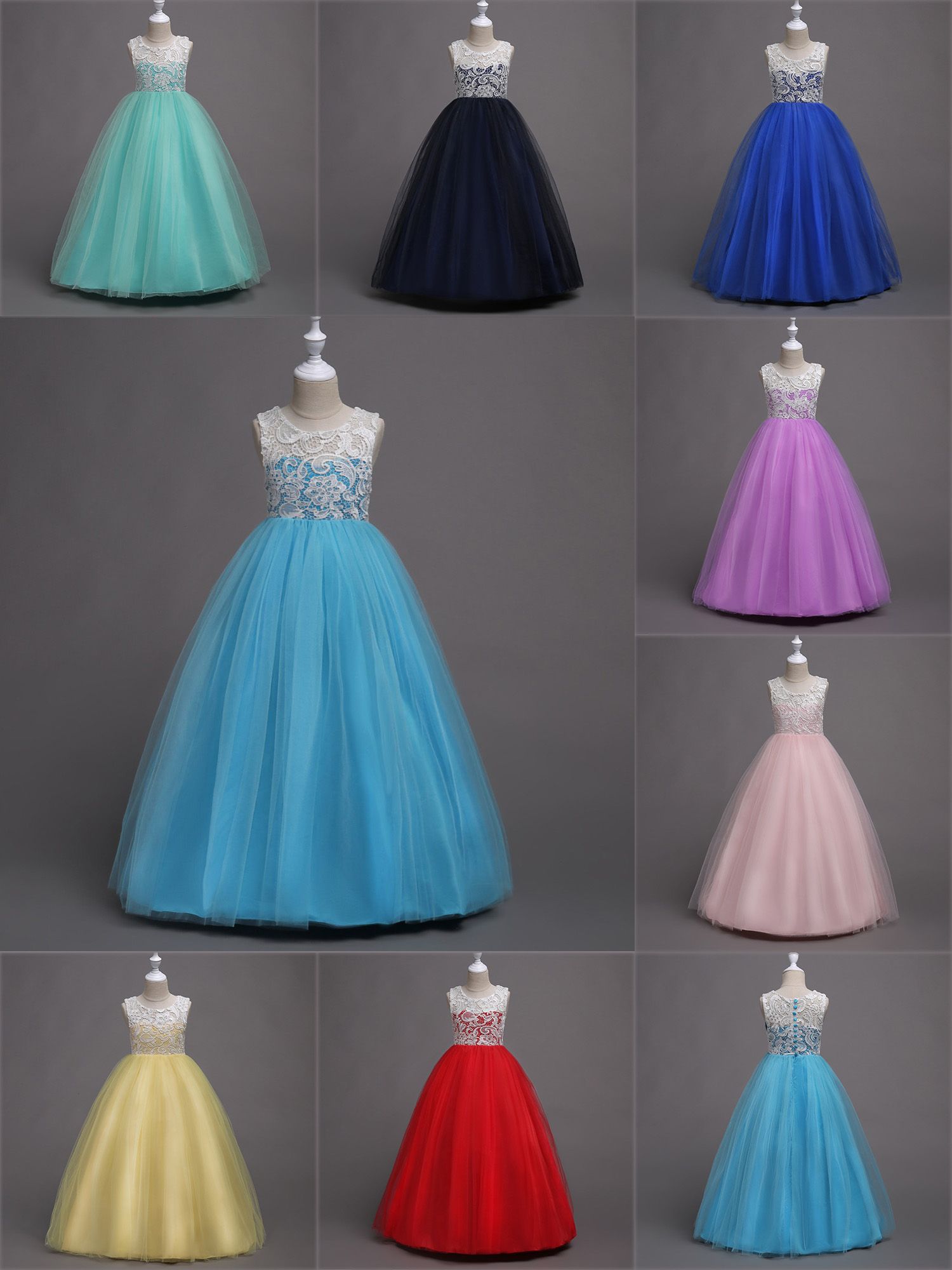 purple and teal flower girl dresses