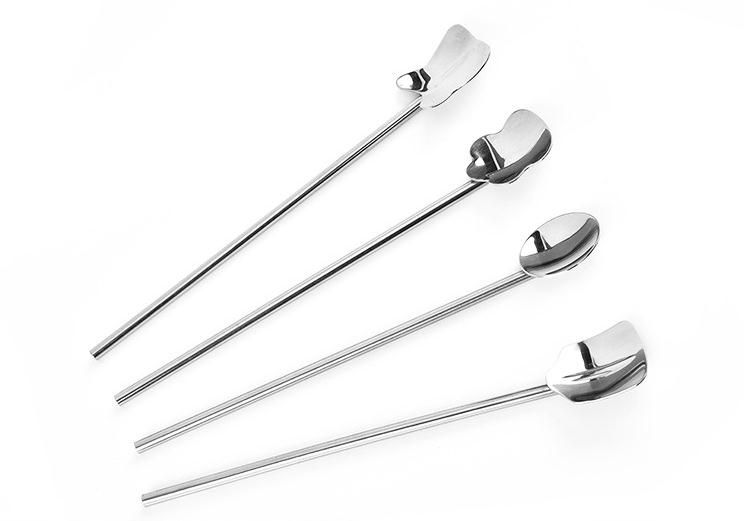 Stirring Stainless Steel Straw Spoon Ice Cream Irish Coffee Juice Mixer