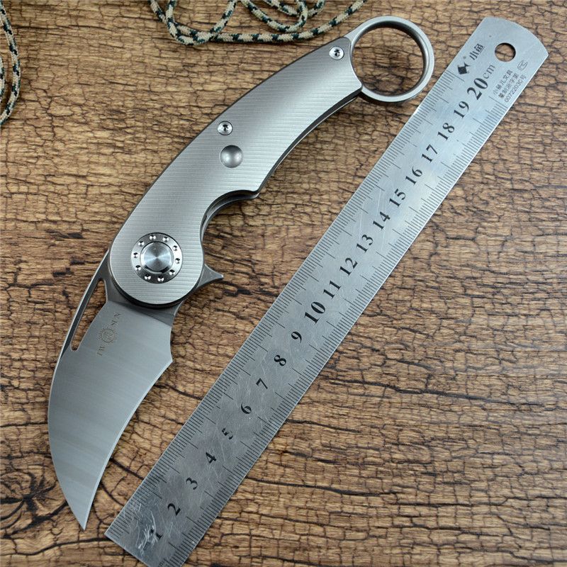 TWOSUN S90V Blade Karambit Folding Knife TC4 Titanium Handle And Clip