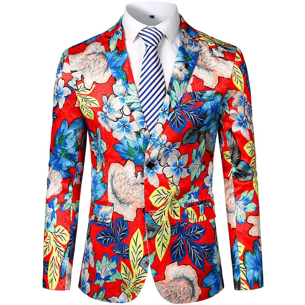 ainr Men Lapel Slim Fit One Button Casual Blazer Suit Jacket Coat