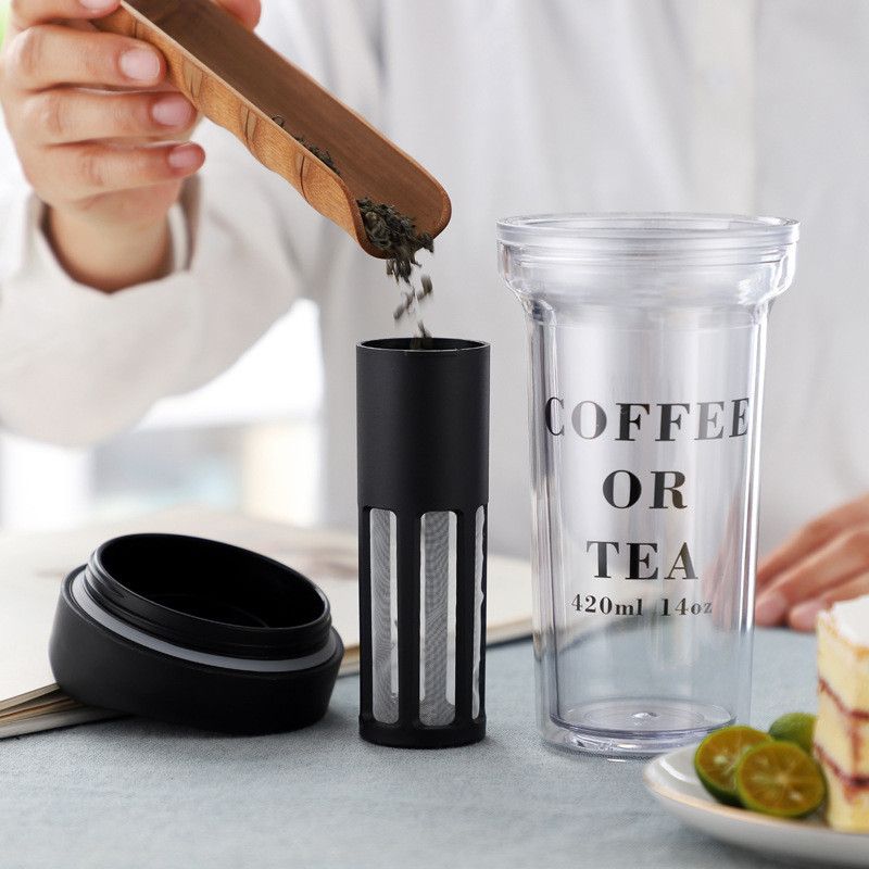 2020 14oz Tea Filter Bottle Plastic Coffee Or Tea Water Bottle With Tea