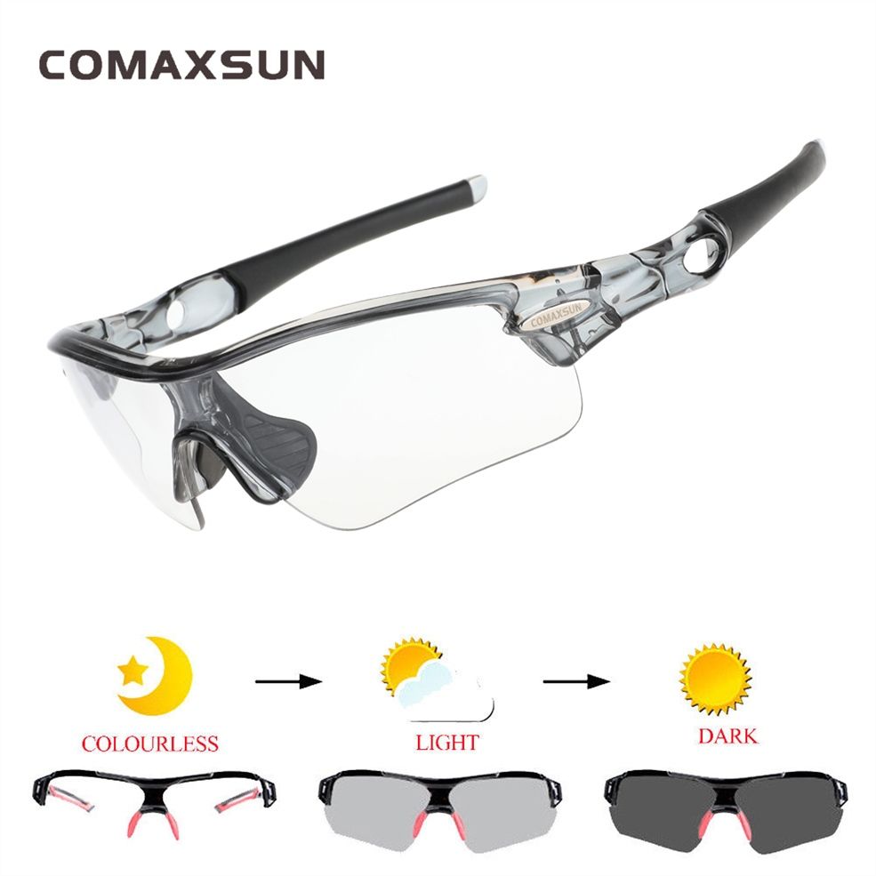 Comaxsun Photochromic Cycling Glasses Discoloration Bike Goggles Sports Eyewear 