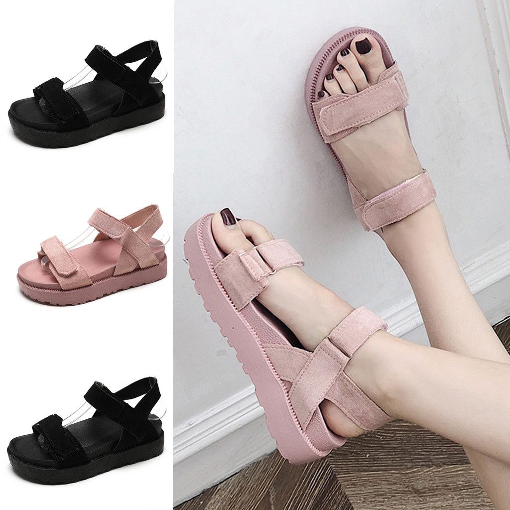 women rivet buckle strap flat walking sandals