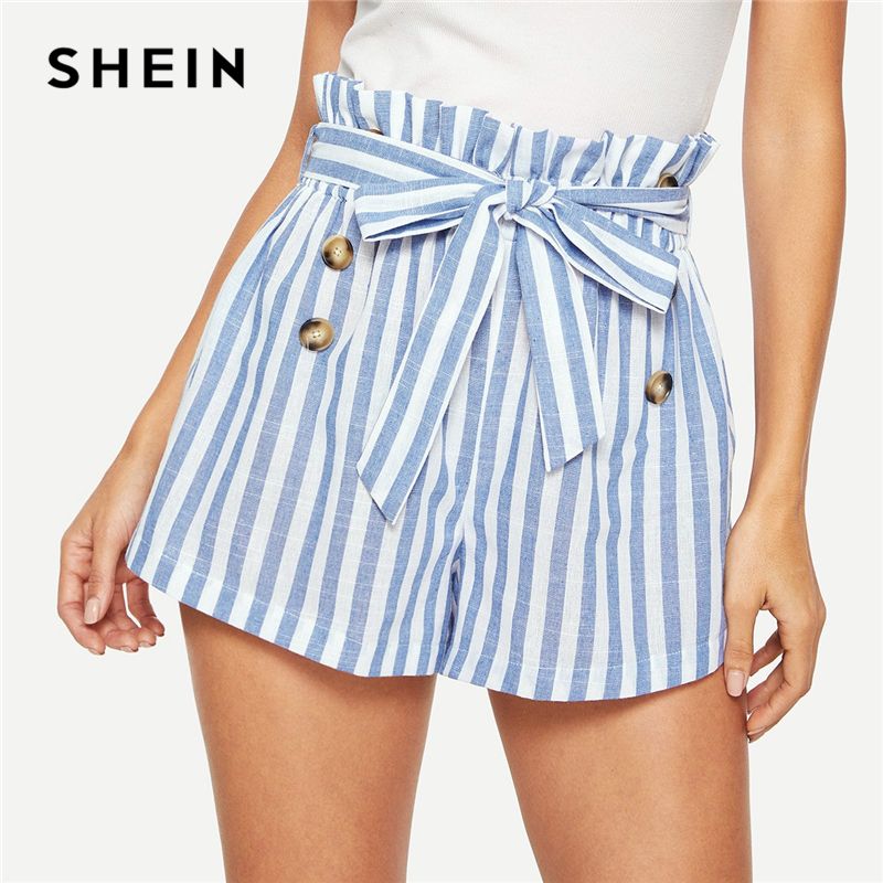 blue striped shorts womens