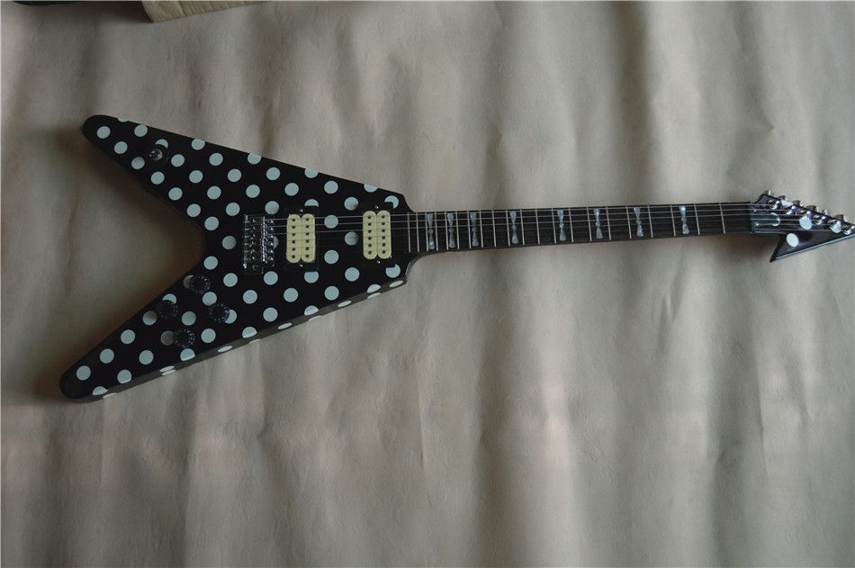 Sip Contorno Cerveza inglesa Envío gratis Randy Rhoads Signature Flying V Electric Guitar Polka Dot Acabado Top Guitarra de China Sip Contorno Cerveza inglesa Envío gratis Randy Rhoads Signature Flying V Electric Guitar Polka Dot Acabado Top Guitarra de China