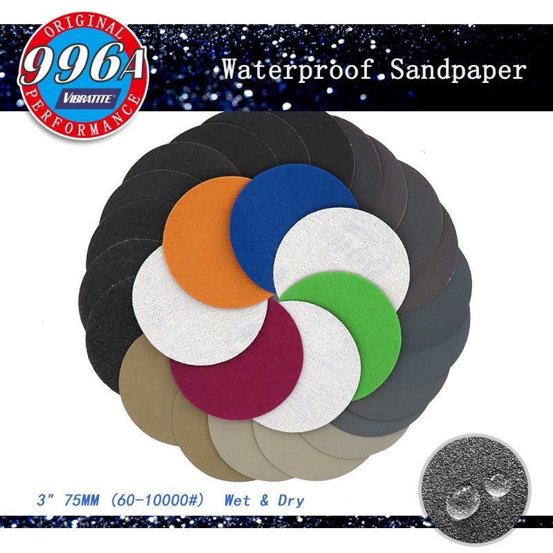 10PC 3'' 75mm Hook & Loop Sander Sanding Discs Pads 3000 Grit Sandpaper Wet/Dry 