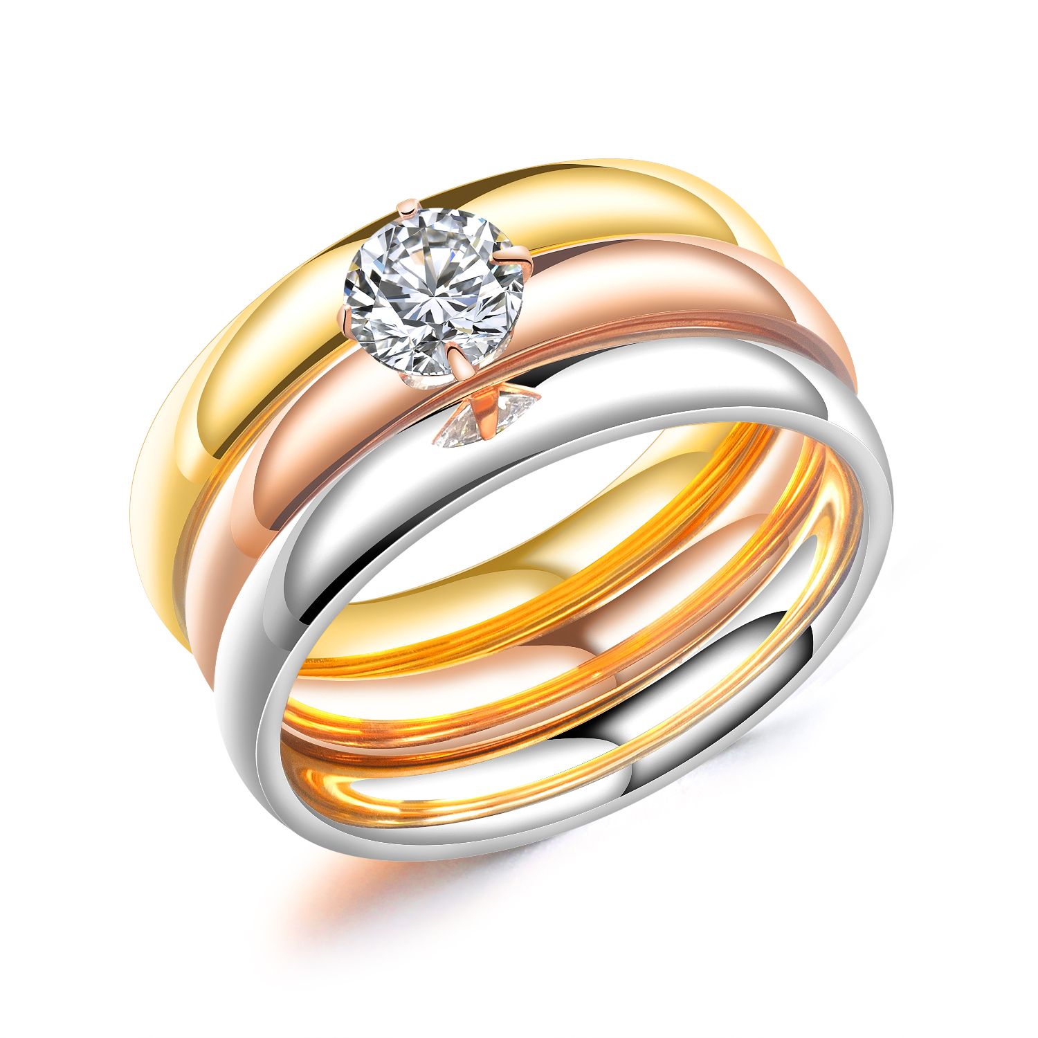 2020 Stackable Stainless Steel Engagement Wedding Ring Set For Women 18k Gold Plated Promise Rings For Her Bridal Set From Jewelrygirl01 11 75 Dhgate Com