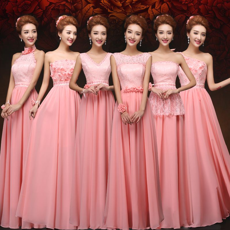 LC074M Wine Red Gown China Coral Colored Bridesmaid Dresses Slim Long Plus  Size Bridesmaid Dress Vestidos