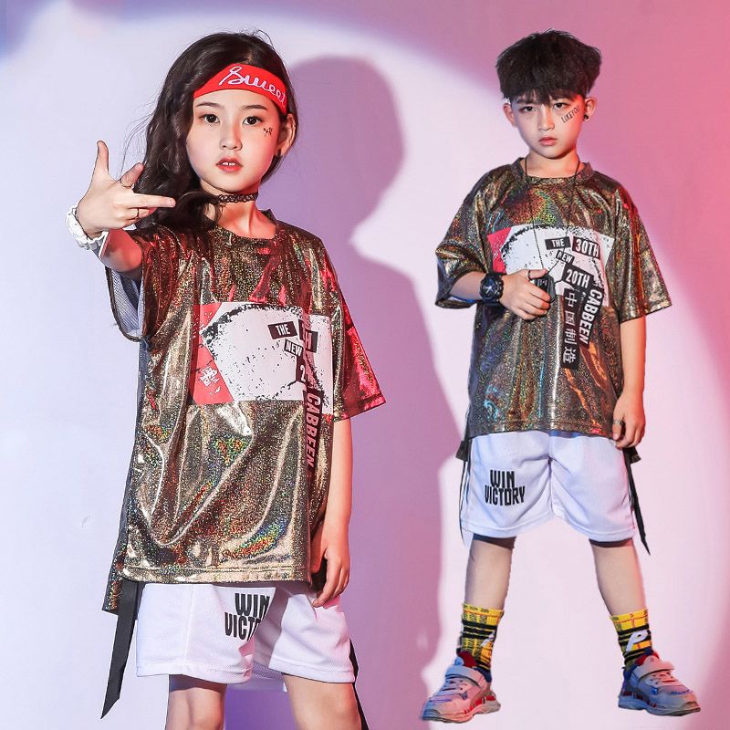 2019 Fashion Kids Hip Hop Dance Costumes Boys And Girls Jazz Dance Clothing Performance Street Stage Costume Suit Wear BL1271 From Pinafore, $110.06