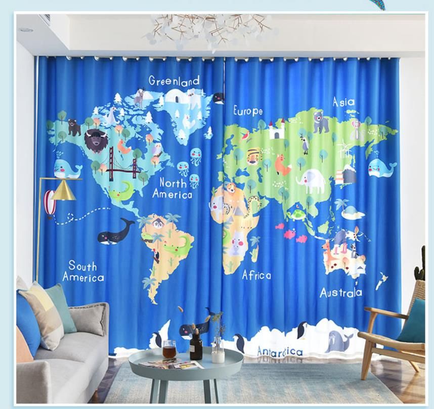 2021 Map Curtains New Childrens Room Curtain Boy Bedroom Cute Cartoon World Blackout 3d From Wallpaper01 33 42 Dhgate Com Map Blackout Curtain 3d Curtains, Curtains For Boy Room