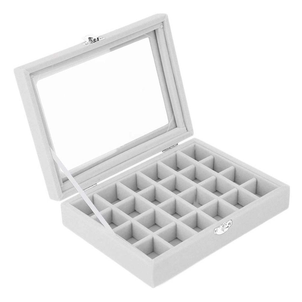Vidrio 24 Rejillas De Terciopelo Estuche Organizador Joyas de pantalla 3 un.//20 EUR