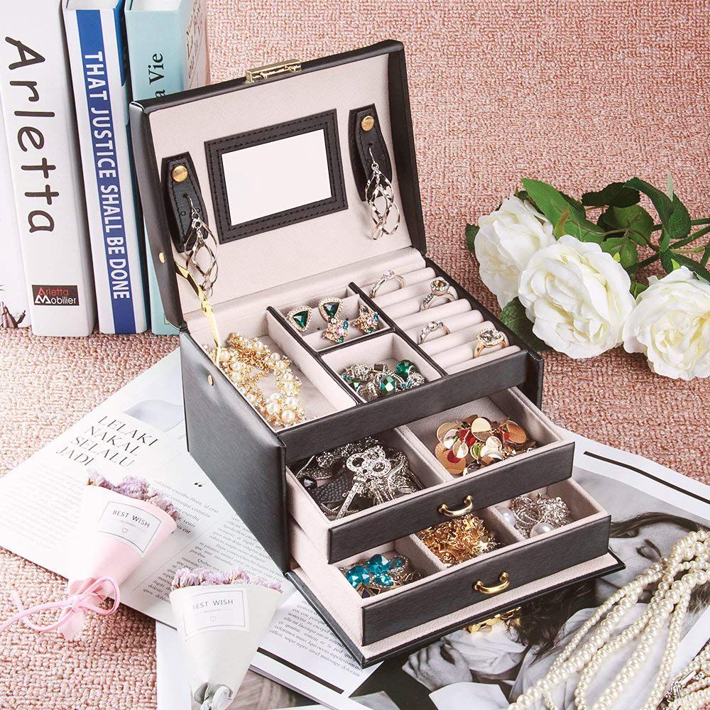 Black Color PU Leather Jewelry Packaging Box With 2... From Homejewelry, &Price; | DHgate.Com - Image 5