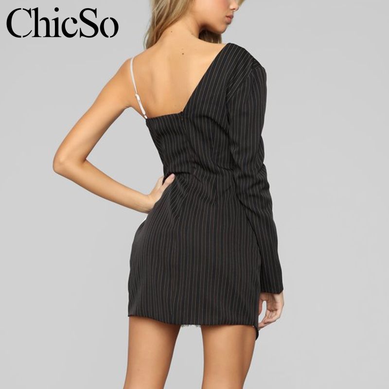 black one shoulder wrap dress