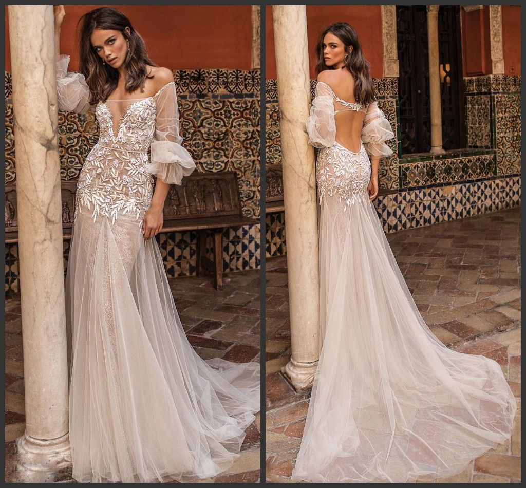 flowy sleeve wedding dress