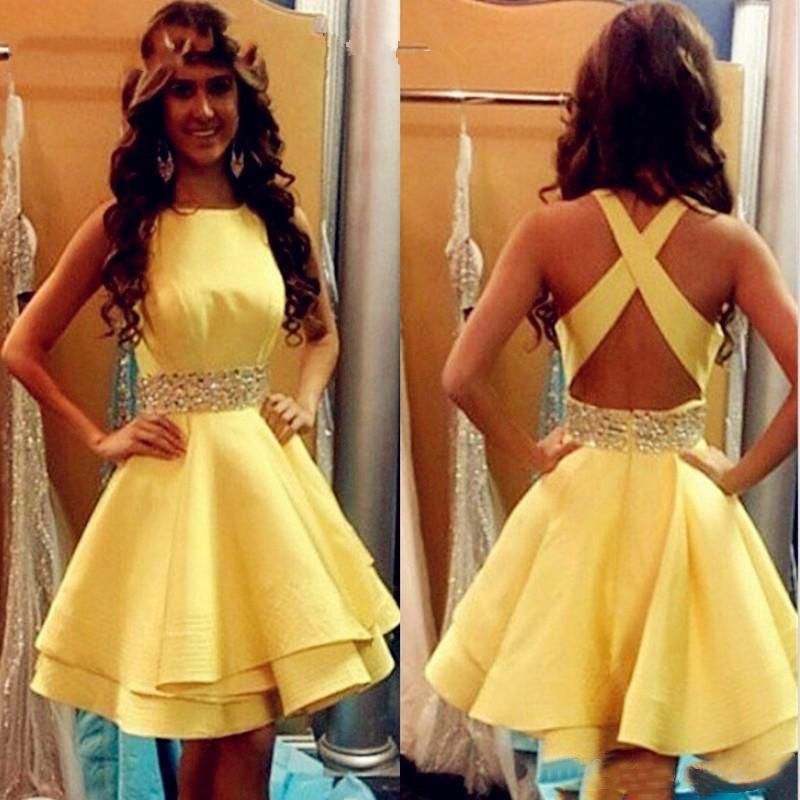 yellow formal dresses short