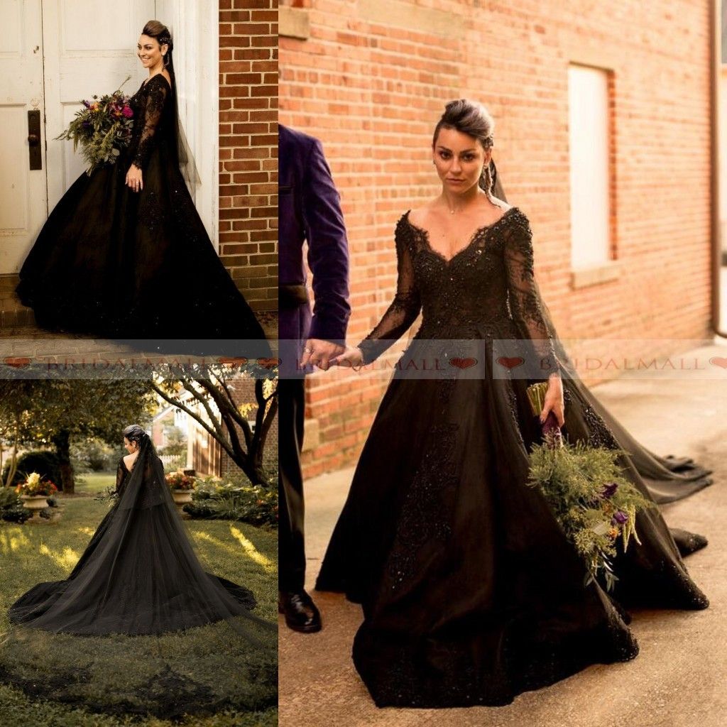 plus size black lace wedding dress