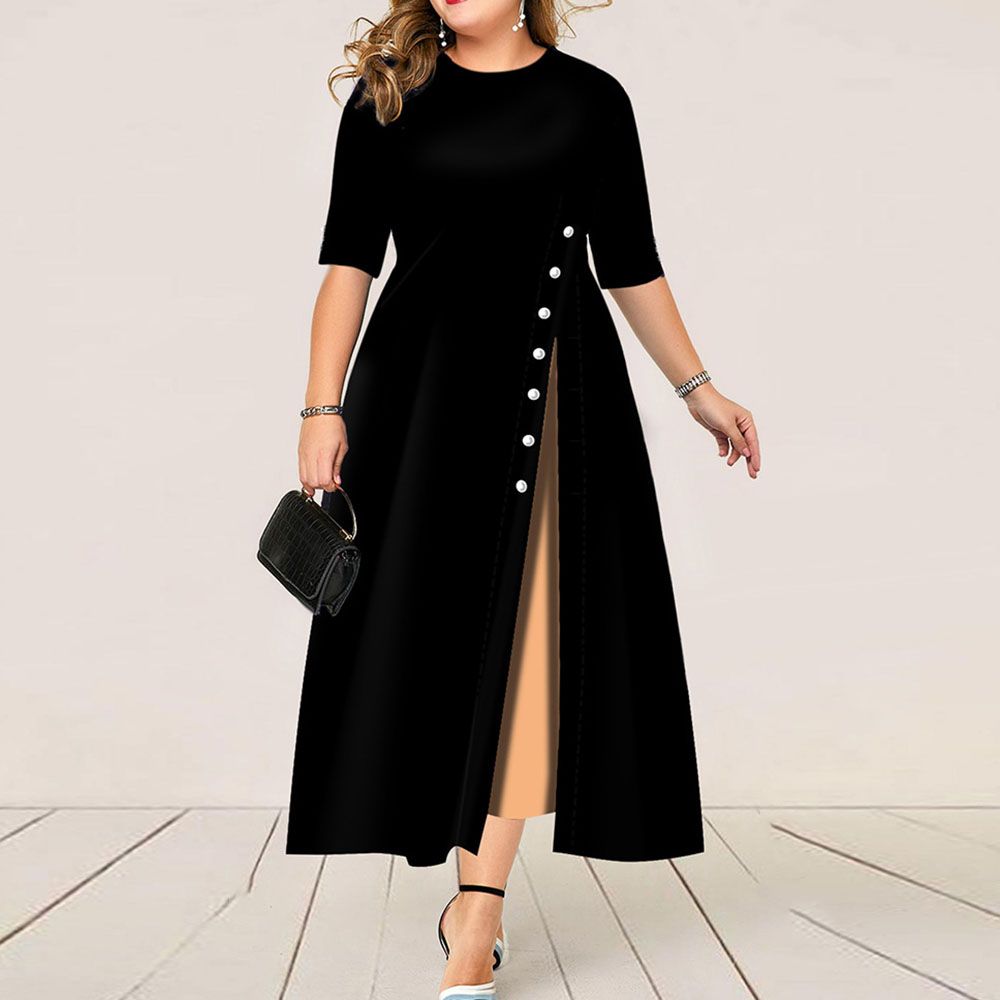 plus size pleated midi dress